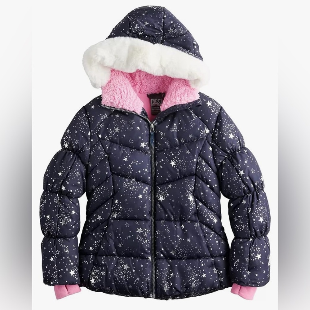 NWT ZeroXposur Puffer Jacket with Pink Fleece Lining Girls 10/12